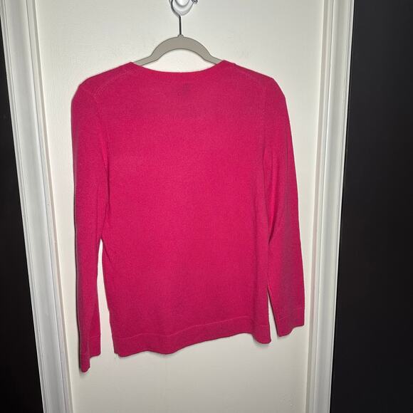 NEW Talbots Hot Pink 100% Cashmere Sweater Soft Bright Crew Size Medium Petite - Picture 5 of 7